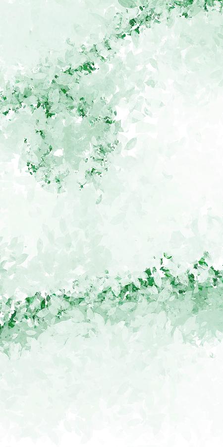 Vivienne 3 - Minimal, Modern - Abstract Floral Painting - Green And Off White Digital Art