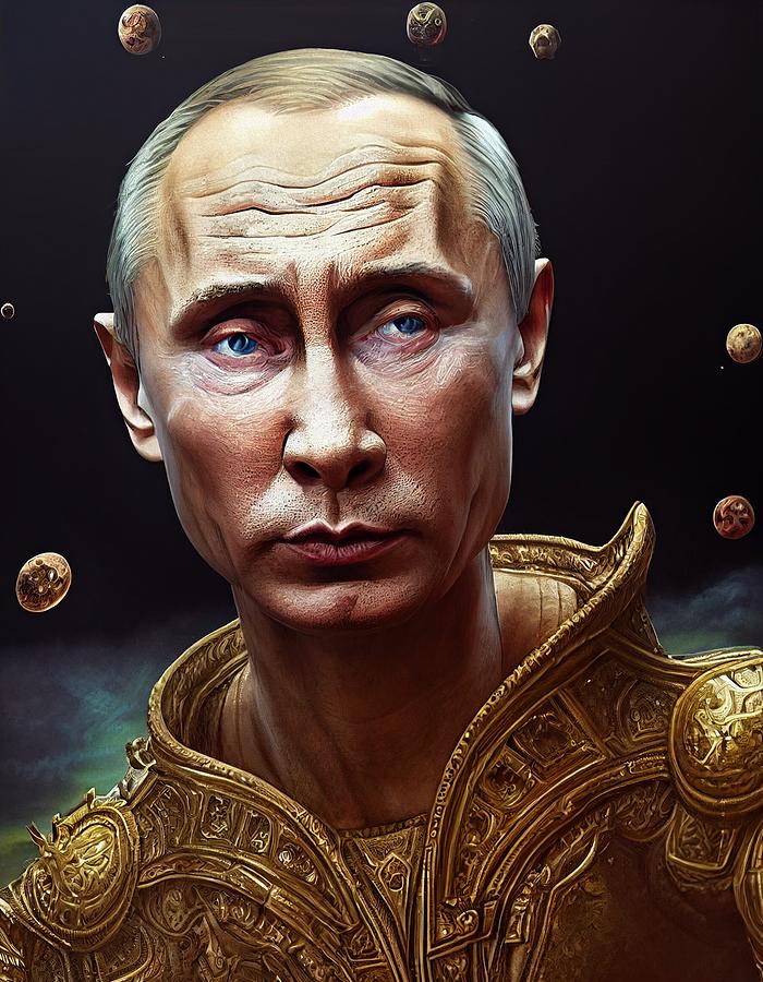 Vladimir Putin as Mars The God of War Painting by Vincent Monozlay