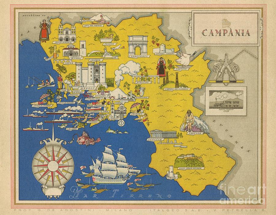 Vsevolode Nicouline - Giovanni de Agostini - Campania - 1943 Digital Art by Vintage Map
