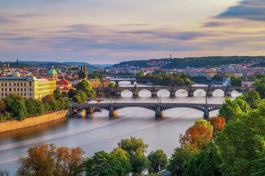 Vltava river with historic bridges in Prague Photograph by Miroslav ...