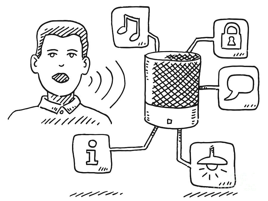 Voice Control Technology Concept Drawing Drawing by Frank Ramspott ...