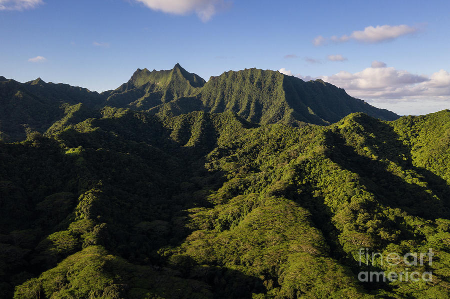 Volcanic mountains of the interior of Rarotonga, in the Cook isl Photograph by Didier Marti
