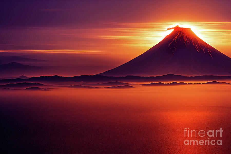 Volcano at Sunset Digital Art by Billy Bateman - Fine Art America