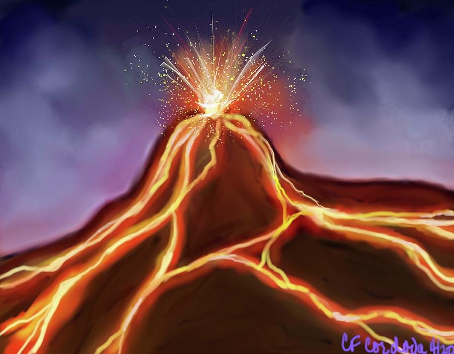 Volcano Digital Art by Carmen Cordova