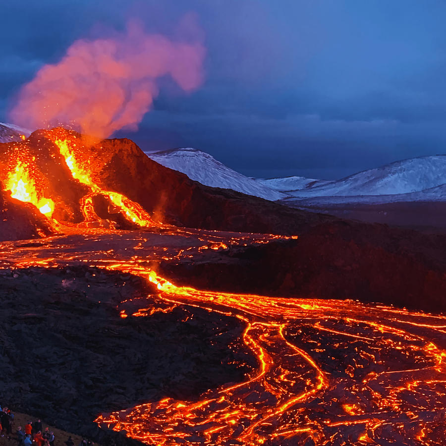 Volcano eruption Iceland 2021 Canvas Print Painting by Eleanor Jacob ...