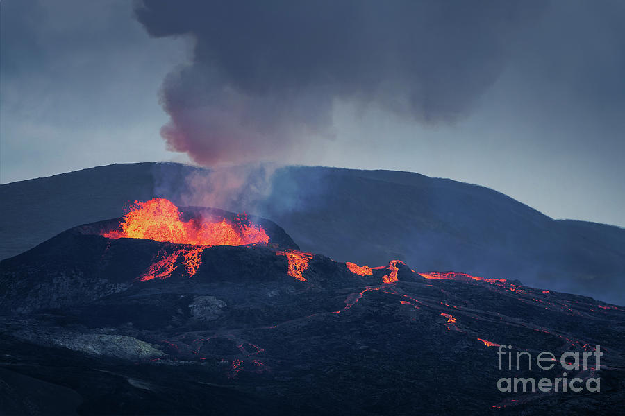 Volcano eruption in Iceland Photograph by Delphimages Photo Creations