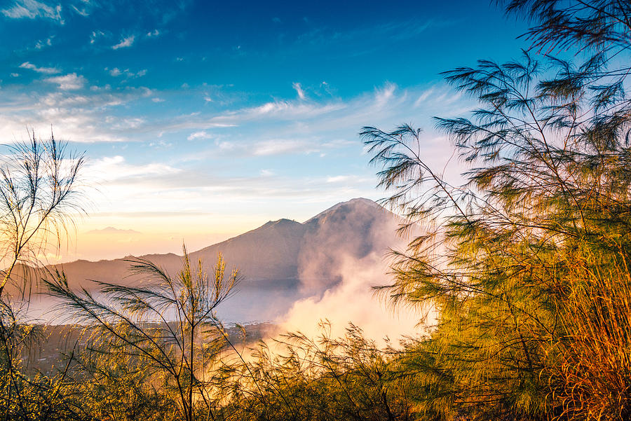 Volcano scenery at sunrise, Bali Photograph by Nikada