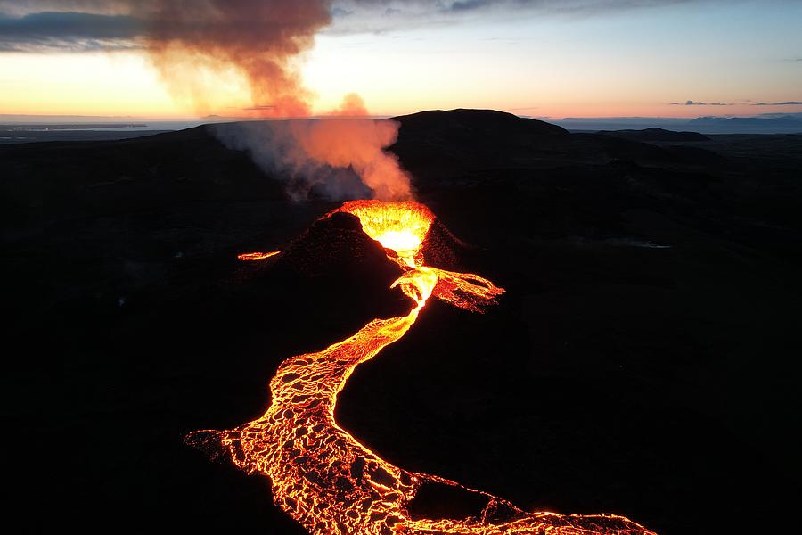 Volcano Smoke Sunrise Photograph by William Kennedy