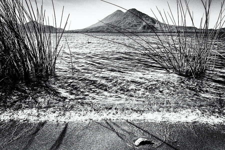 Volcanoes At Lake Atitlan, Guatemala - Black And White Photograph