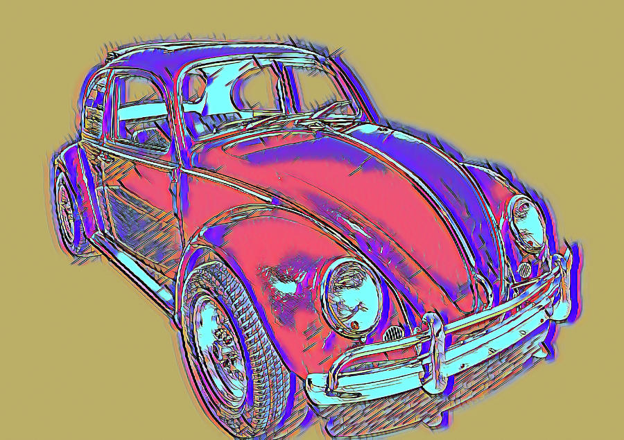 Volkswagen Beetle colorful  Photograph by Cathy Anderson