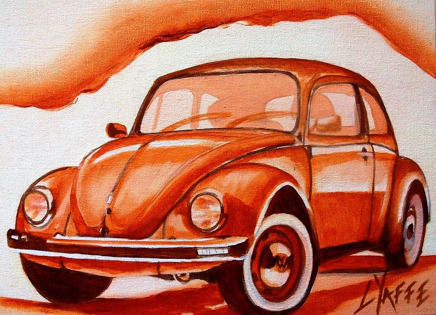 Volkswagen Beetle in Brown Painting by Loraine Yaffe