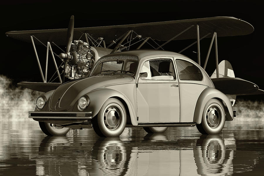 Volkswagen Beetle Sedan From 1972 - A Legendary Car Digital Art by Jan Keteleer