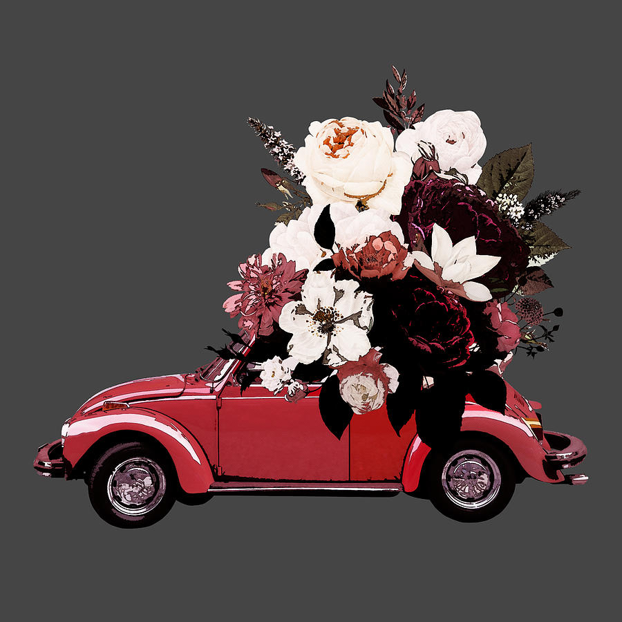 Volkswagen Beetle With Flowers Digital Art By Mihaela Pater Fine Art America 