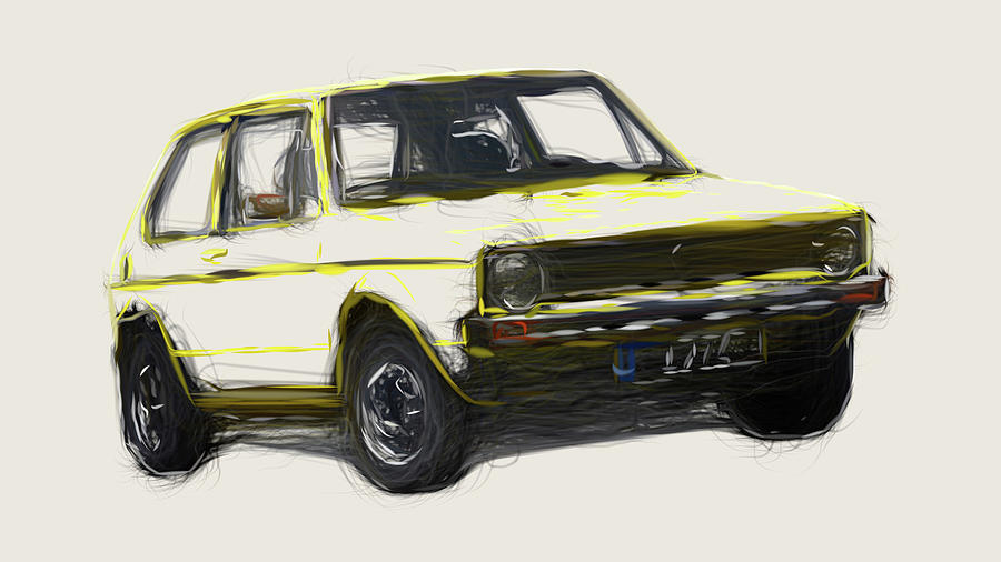 Volkswagen Golf Drawing Digital Art by CarsToon Concept
