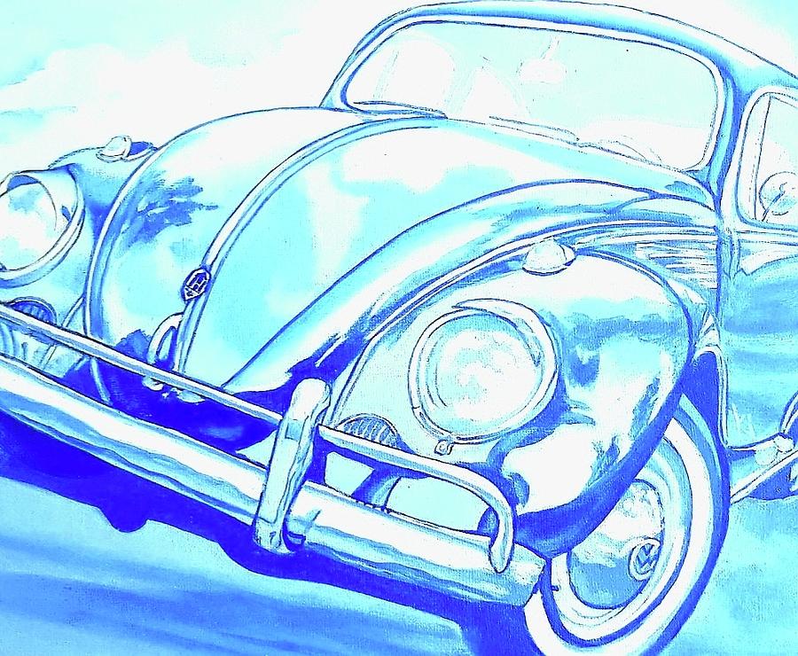 Volkswagen in Turquoise Painting by Loraine Yaffe