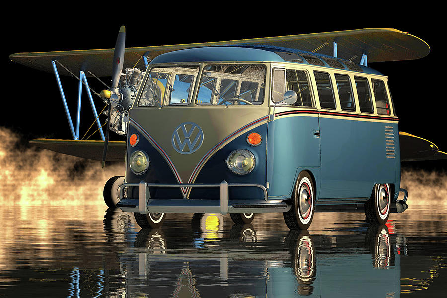 Volkswagen Kombi Deluxe From 1963 - The Iconic Travelers Car Digital Art by Jan Keteleer
