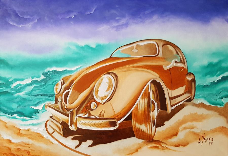 Volkswagen on Sandy Beach ii Painting by Loraine Yaffe