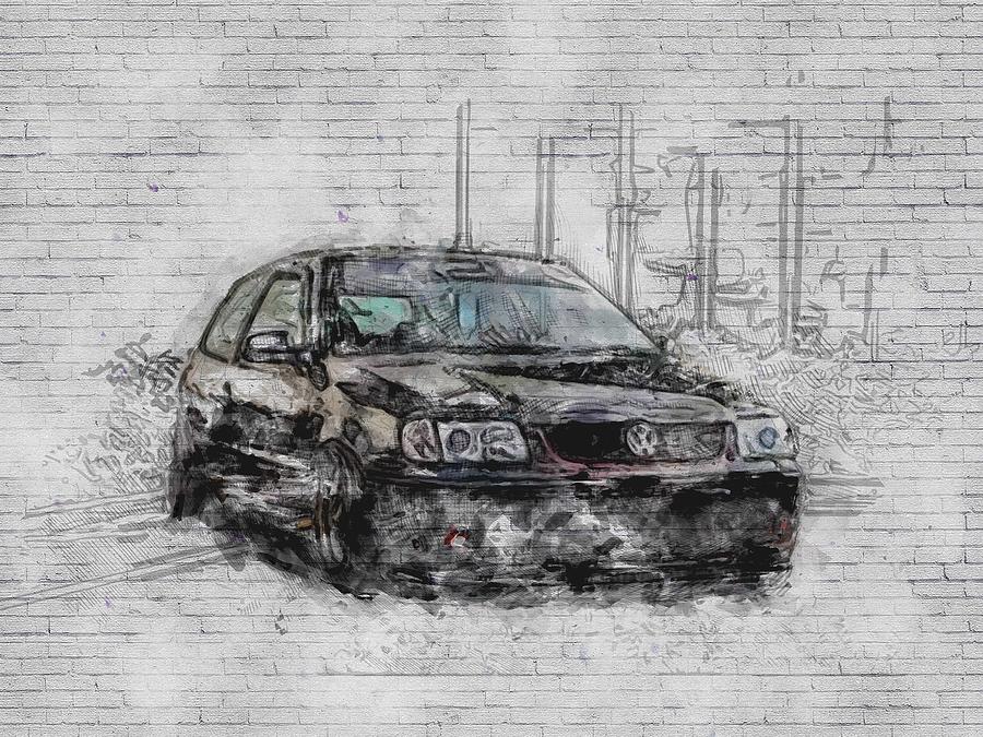 Volkswagen Polo GTI Mk3 german cars black stance VW Digital Art by ...