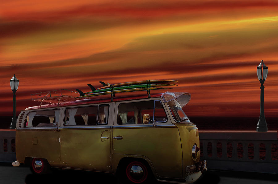 Volkswagon Bus California Sunset Photograph by Larry Butterworth