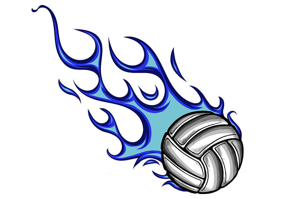 Volleyball Ball With Flames And Blue Fire Digital Art by Dean ...