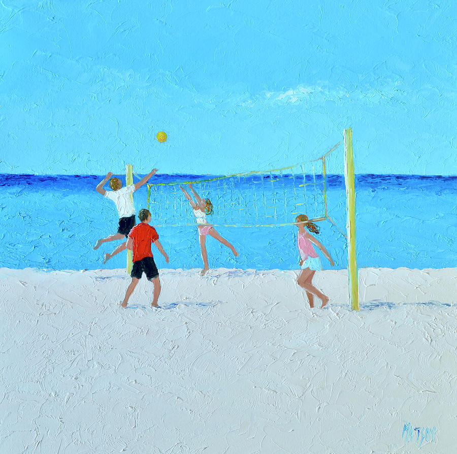 Volleyball beach painting Painting by Jan Matson