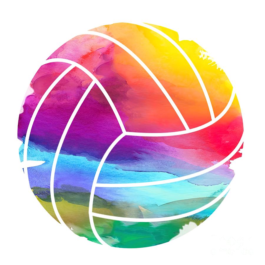 Volleyball Gift Watercolor Rainbow Style Painting by Ross Wood - Fine ...