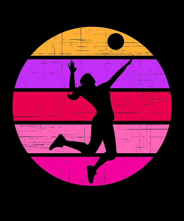 Volleyball Girl Retro Womens Volleyball Player Drawing by Faiz Nawaz ...