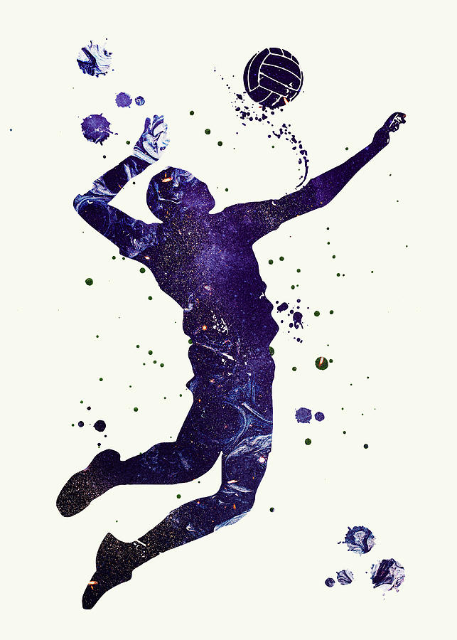 Volleyball Player Watercolor Print Volleyball Spiking Poster Sport Art ...