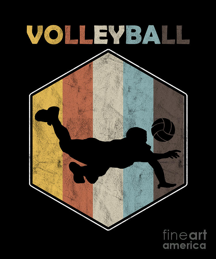 Volleyball Team Ball Game Spiking Action Sports Vintage Distressed ...