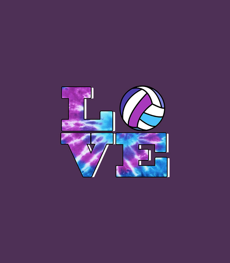 Volleyball Tie Dye Look Big LOVE Blue Purple Swirl n Digital Art by ...