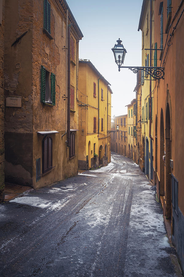 Volterra Snowy Street Photograph by Stefano Orazzini