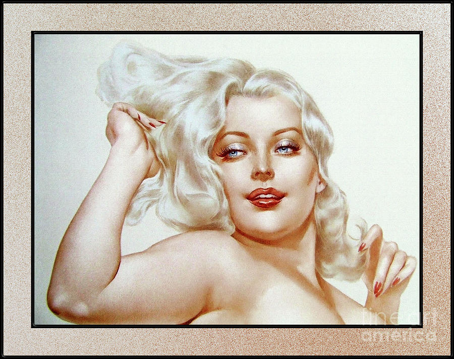 Voluptuous Platinum Blonde by Alberto Vargas Vintage Pin-Up Girl Art Painting by Rolando Burbon