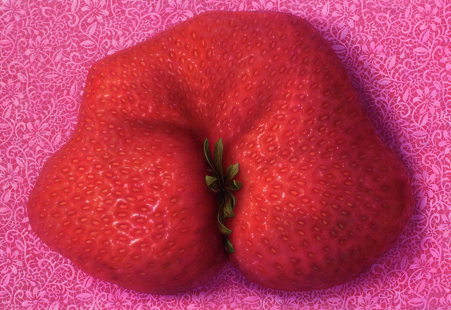 Valentines Day Painting - Voluptuous Strawberry by James W Johnson