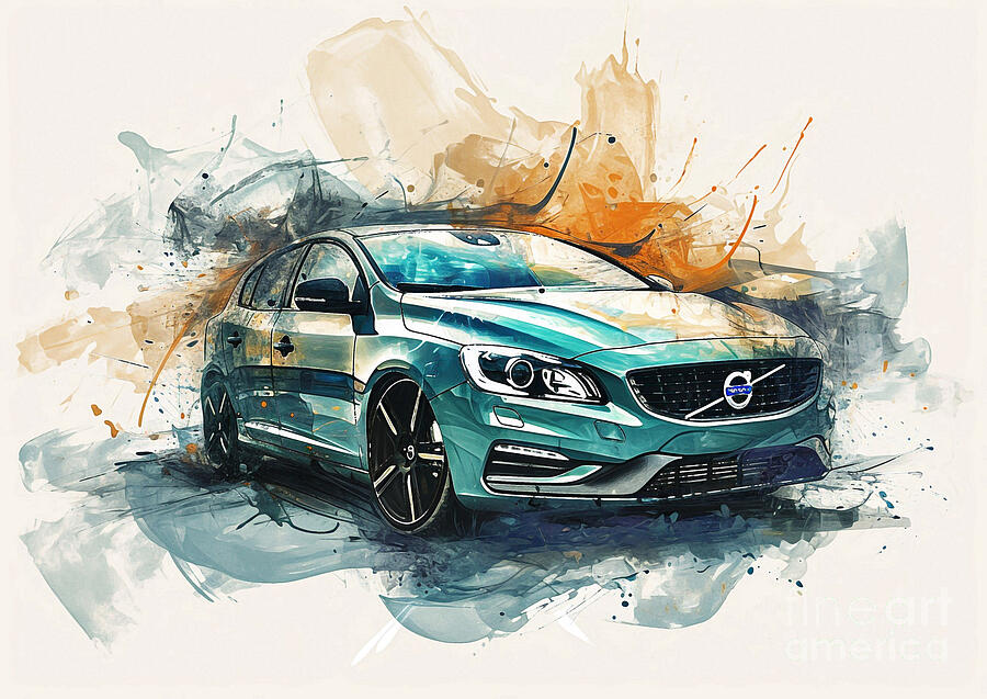 Abstract Painting - Volvo V40 RDesign auto vibrant colors by Clark Leffler