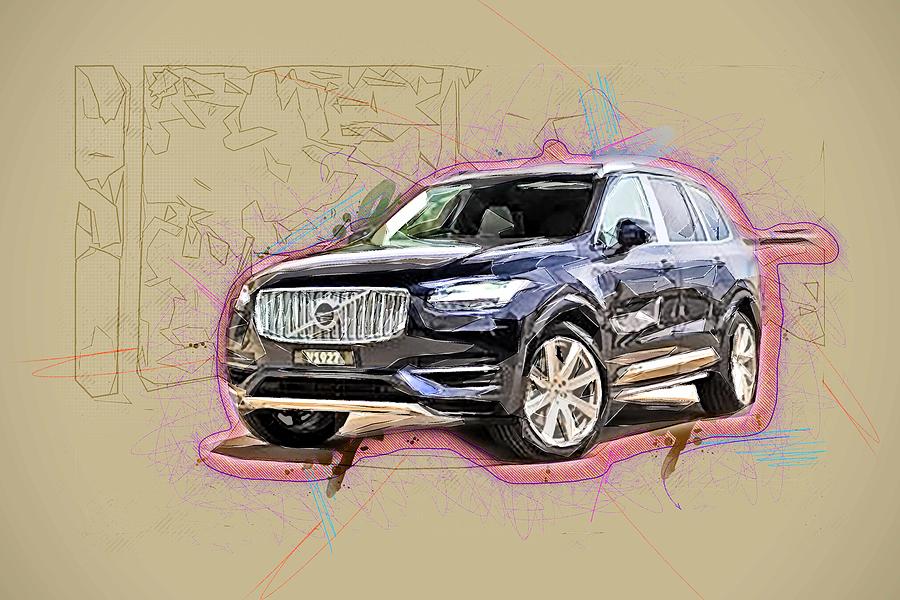 Volvo Xc90 2016 Blue Suv Luxury Design Mixed Media by Ola Kunde - Fine ...