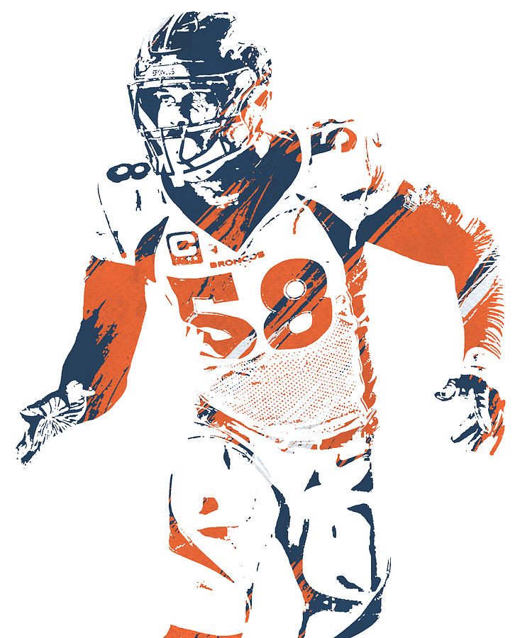 Von Miller Denver Broncos Art Kids T-Shirt by Joe Hamilton - Pixels