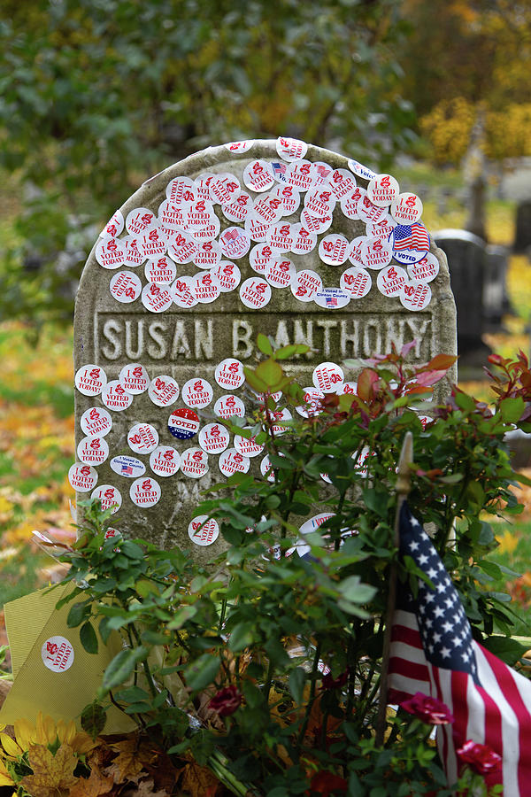 Fall Photograph - Vote for Your Ancestors at Susan B. Anthonys Gravestone by Emily Pumm