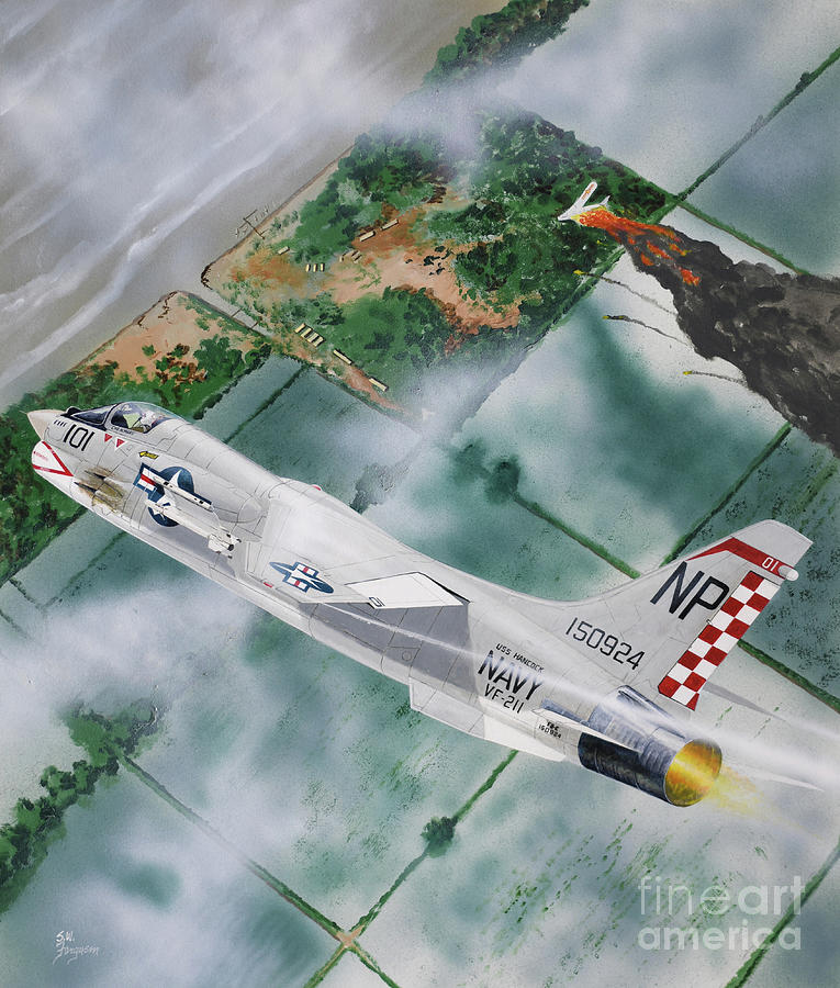 Vought F-8 Crusader Painting by Steve Ferguson