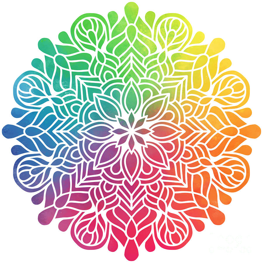 Vrindavan - Colorful Vibrant Rainbow Mandala Pattern Digital Art by Sambel Pedes