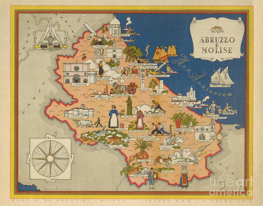 Vsevolode Nicouline - Giovanni de Agostini - Abruzzo e Molise - 1943  Digital Art by Vintage Map