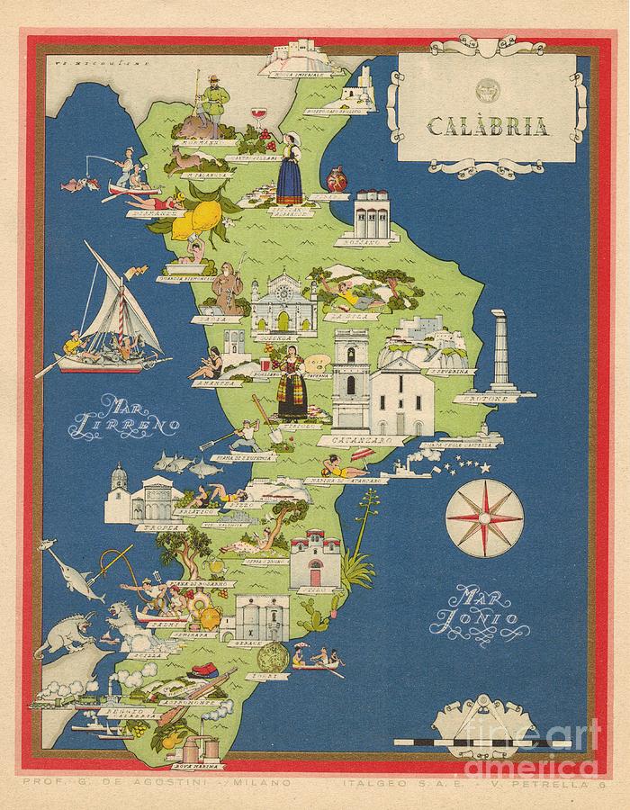Vsevolode Nicouline - Giovanni de Agostini - Calabria - 1943 Digital Art by Vintage Map