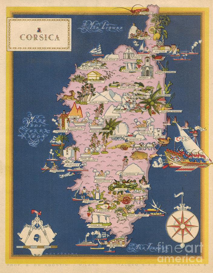 Vsevolode Nicouline - Giovanni de Agostini - Corsica - 1943 Digital Art by Vintage Map Vsevolode Nicouline - Giovanni de Agostini - Corsica - 1943 Digital Art by Vintage Map