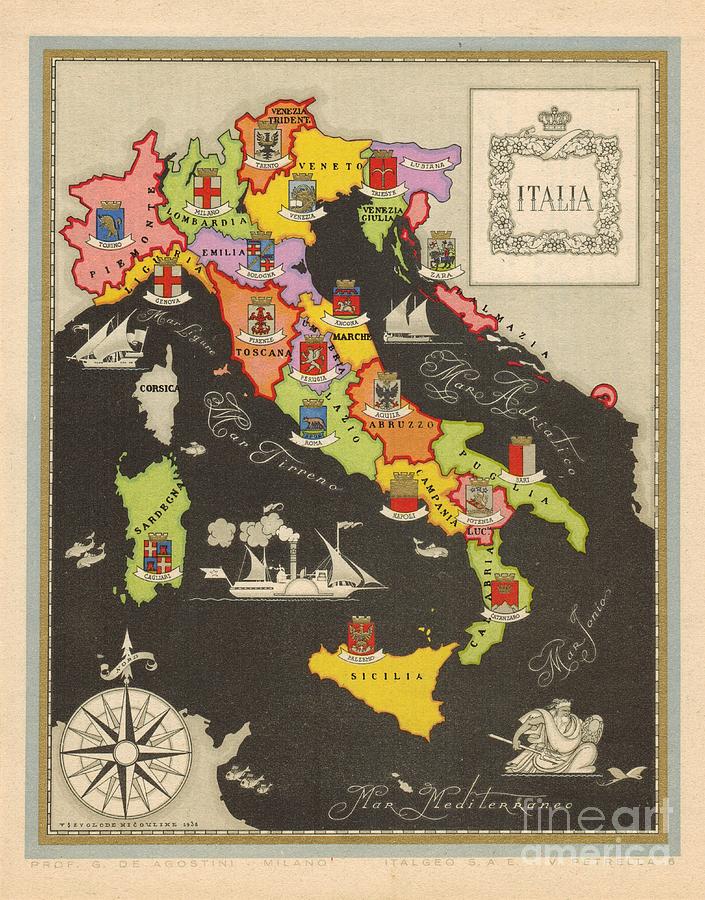 Vsevolode Nicouline - Giovanni de Agostini - Italia - 1938-1943 Digital Art by Vintage Map