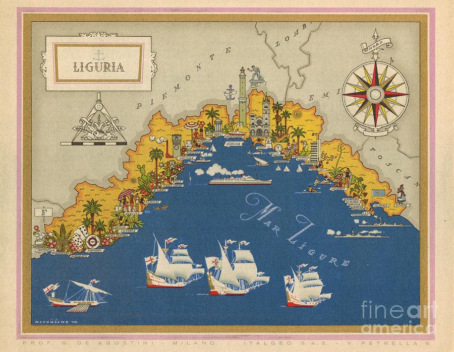 Vsevolode Nicouline - Giovanni de Agostini - Liguria - 1943 Digital Art by Vintage Map