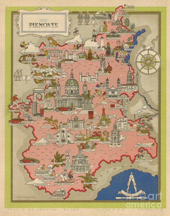 Vsevolode Nicouline - Giovanni de Agostini - Piemonte - 1943 Digital Art by Vintage Map