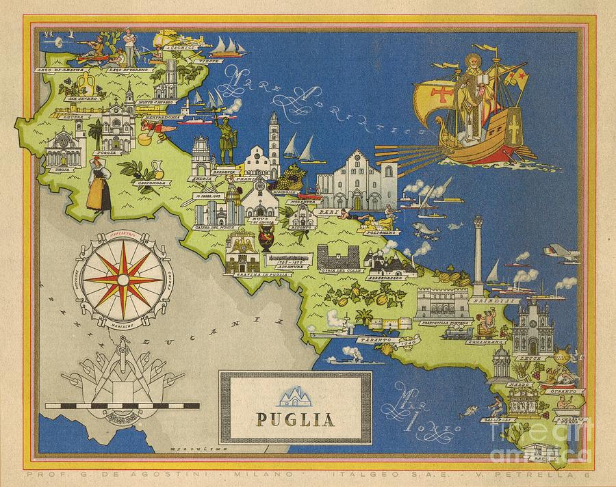 Vsevolode Nicouline - Giovanni de Agostini - Puglia - 1943 Digital Art by Vintage Map