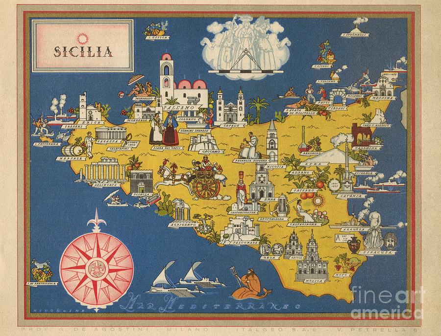 Vsevolode Nicouline - Giovanni de Agostini - Sicilia - 1943 Digital Art by Vintage Map