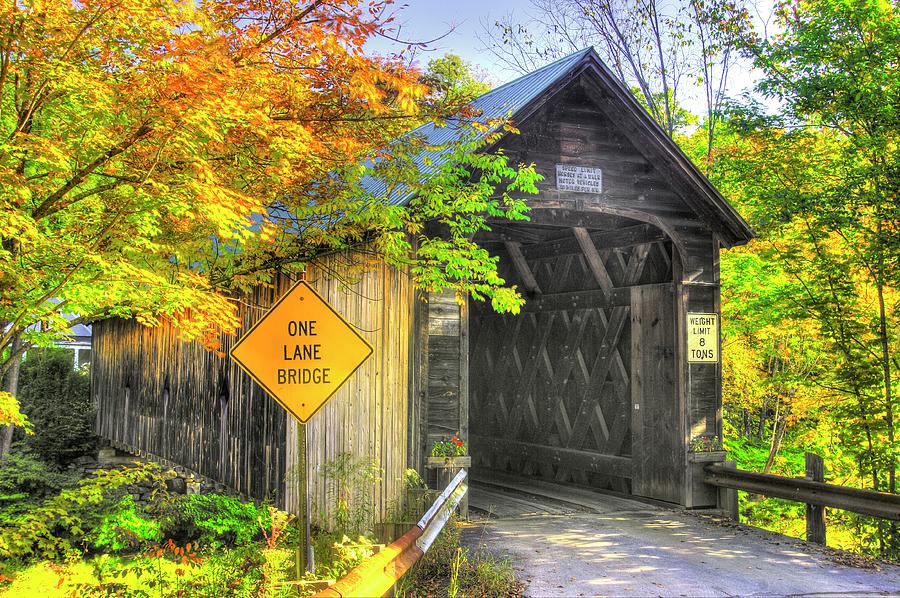 VT Covered Bridges - Hall Covered Bridge Over the Saxtons River in Windham County, No. 3B Photograph by Michael Mazaika