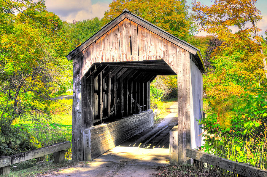 VT Covered Bridges - Kidder Hill Covered Bridge Over South Branch Saxtons River #1B, Windham County Photograph by Michael Mazaika