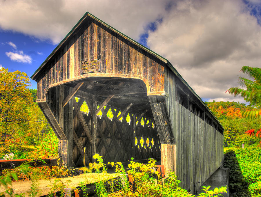 Fall Photograph - VT Covered Bridges - Worrall Covered Bridge Over Williams River No. 5A, Rockingham, Windham County by Michael Mazaika